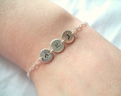 Personalized Three Initial Bracelet -- Sterling Silver --Mother's Bracelet -- Simple/Elegant -- MADE TO ORDER