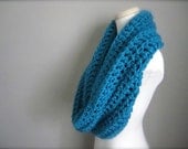 Crochet Teal, Turquoise, Blue Cowl Neck Scarf, Women's Scarf, Men's Scarf, Unisex Scarf, Women's Cowl, Men's Cowl