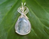 Small Adularia Moonstone Sterling Silver Wire Wrapped Pendant Necklace