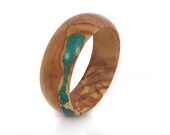 Wood Bracelet of Malachite and Olivewood - Gracious Green