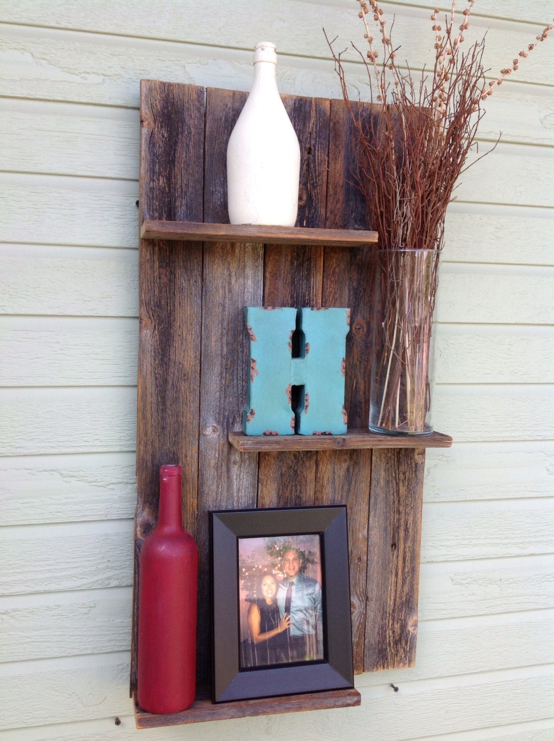 Reclaimed wood modern wall shelf
