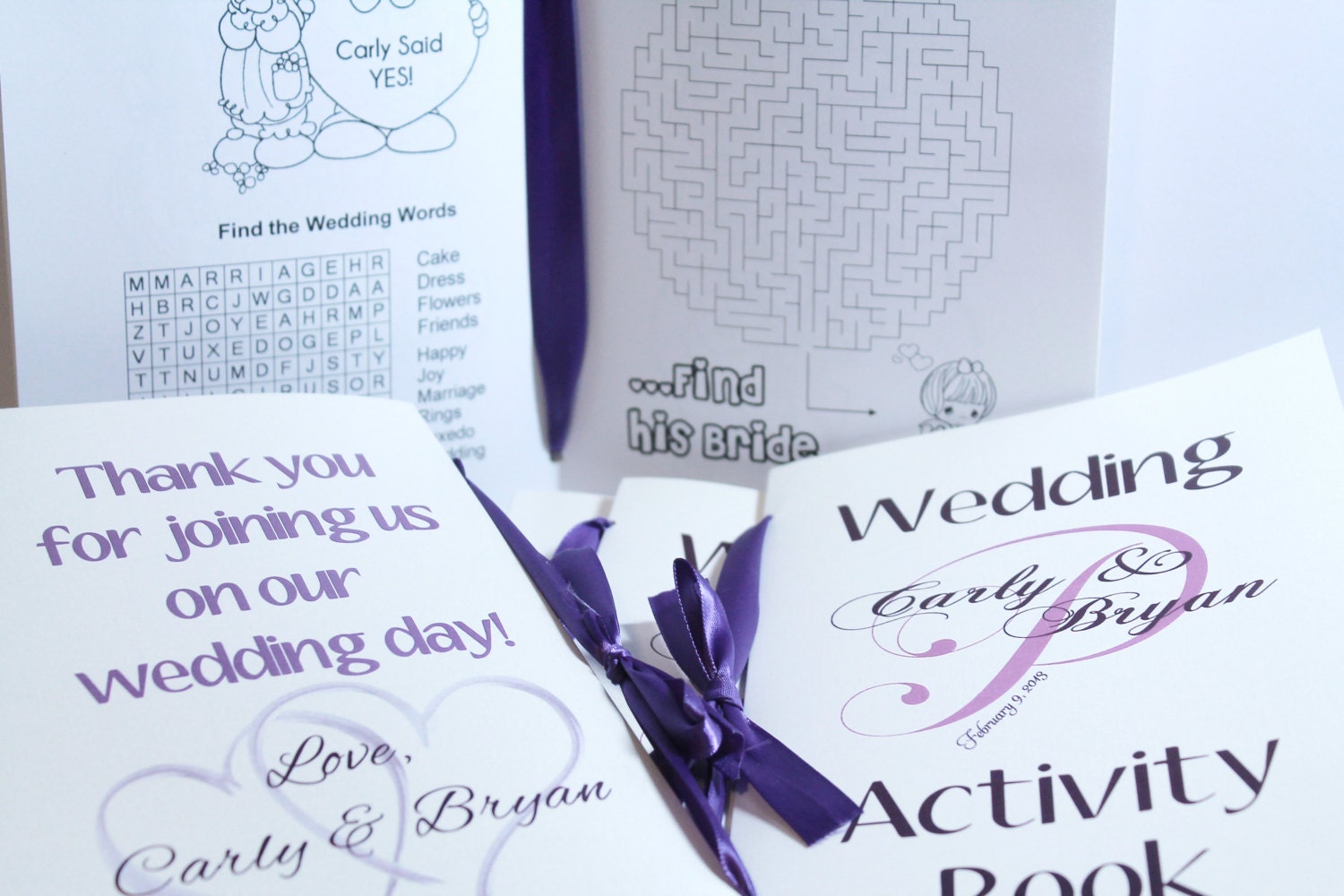 Set of 20 Custom Wedding Coloring Activity Books for Children's Flower Girl Ring Bearer Gift Favors Your Choice of Color & Fonts Il_570xn