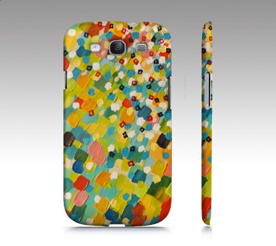 SWEPT AWAY 3 Samsung Galaxy S3 Hard Phone Case, Plastic Protective Cell Cover Abstract Acrylic Painting Design, Colorful Rainbow Ocean Waves