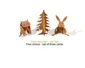free choice set, 3cards - postcard wood