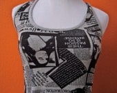 Vintage 80's-90's New Wave Club Kid Raver Girl Funky Newsprint Pattern Tank Top Shirt Size Small to Medium