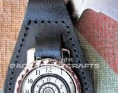 SPIRAL Look UNIQUE DALI Nautilis unusual impressive Real Leather Silver look Key Ring Fob or Tie Pin  Fathers Day  Graduation Under 15.00