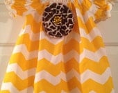 Yellow Chevron Peasant Dress