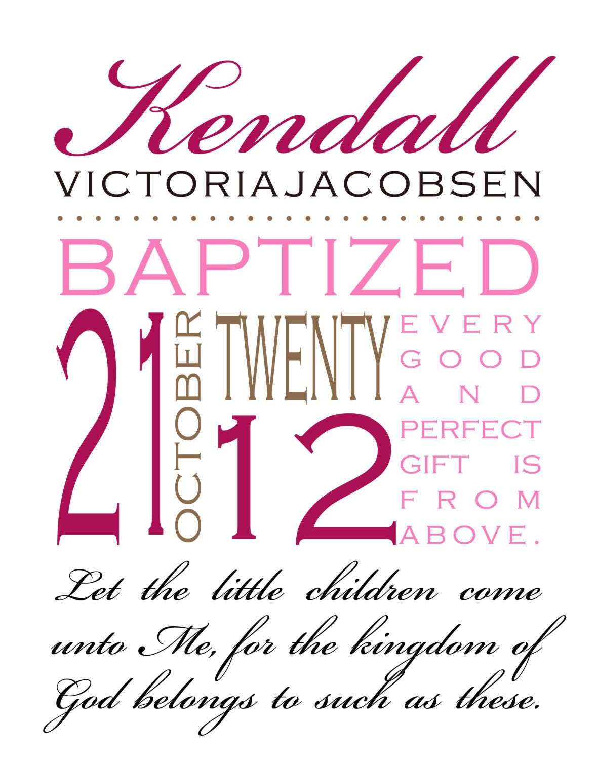 Child/Baby Blessing, Baptism, Christening