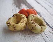 Tropical Trio- polymer clay bead cap set. set of 3 citrus bellflowers. rustic beads. Jettabugjewelry