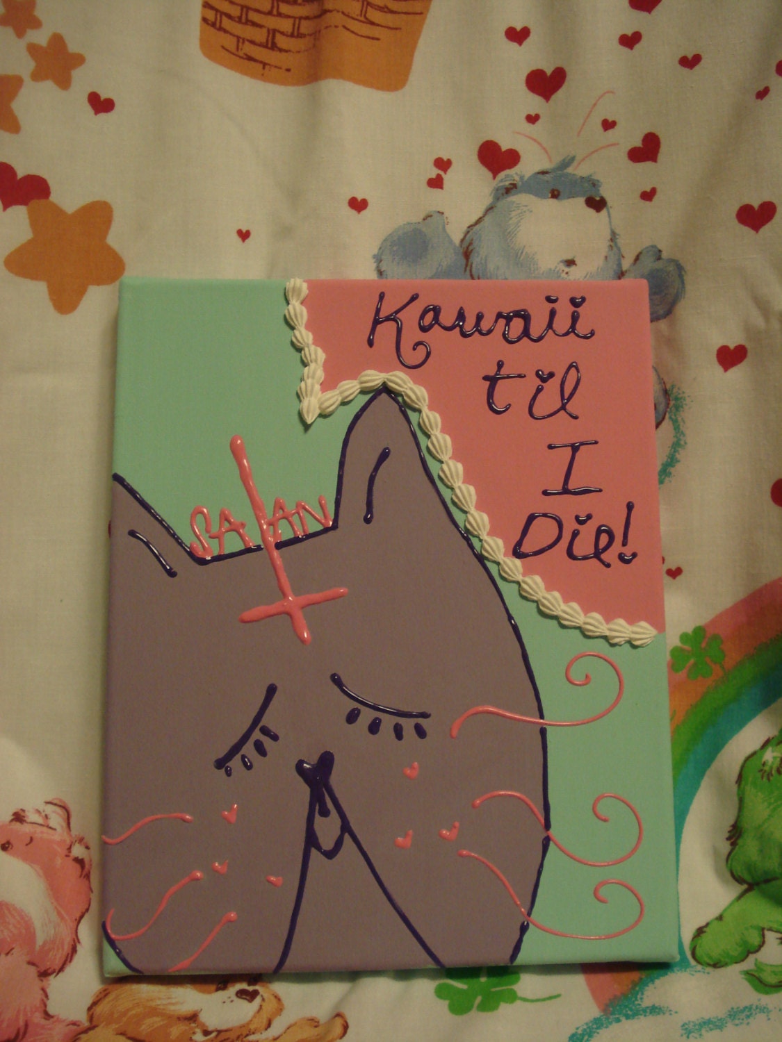 Kawaii Til I Die Satan Kitty Painting