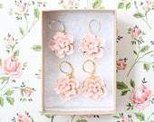 Set of Two Pink Blush Cherry Blossom Dangle Earrings