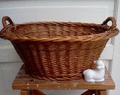 Vintage Wicker Laundry Basket Small French Laundry Basket