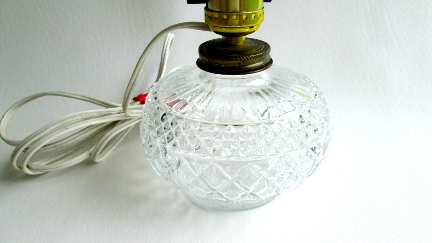 Vintage Oil Lamp Base Lamp Electric Crystal Glass Lamplight Farms Co
