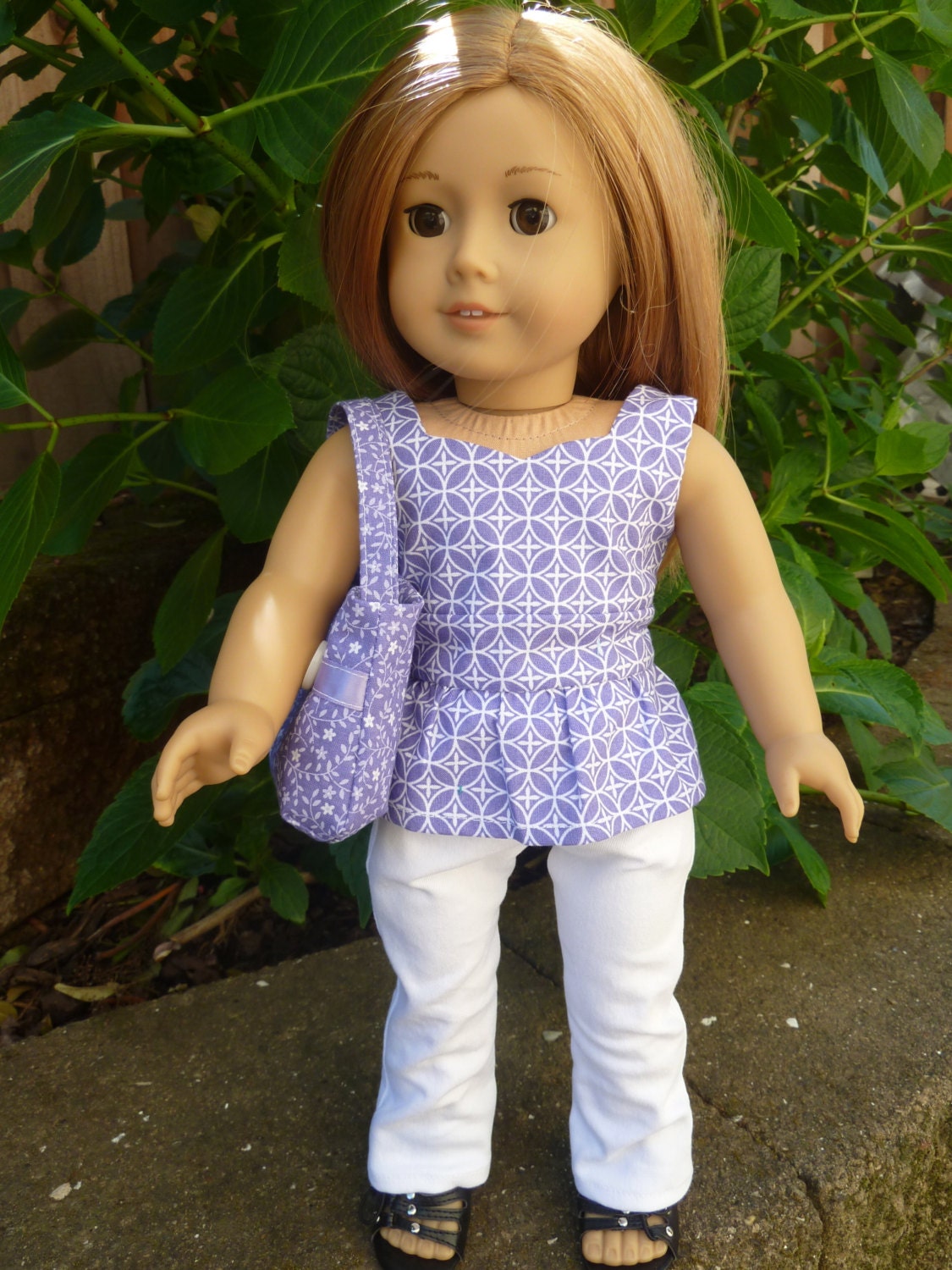 American Girl Doll Clothes - More Fun Around Town 3 piece outfit includes jeans, peplum top and purse