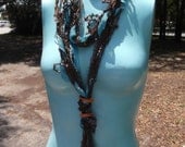 shabby chic, tattered, OOAK scarf, orange beads, altered necklace