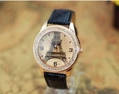 Woman Quartz Watches Leather Jewelry Eiffel Tower Watch, Casual Lady Wristwatch, Spring Collection