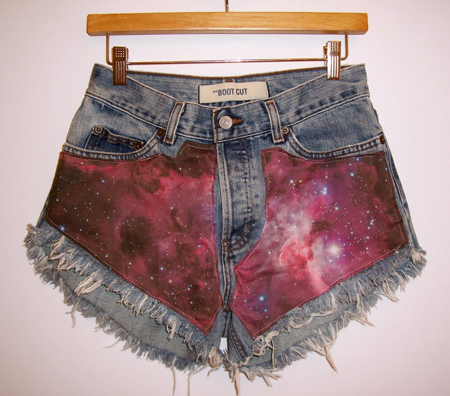 MADE TO ORDER: High Waisted Purple Galaxy Denim Shorts