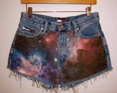 MADE TO ORDER: High Waisted Galaxy Denim Shorts