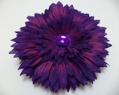 Purple Flower Hair Clip - Burlesque, Pin Up Girl, Rhinestone, Fascinator
