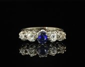Gorgeous Art Deco sapphire and diamond 5 gems ring