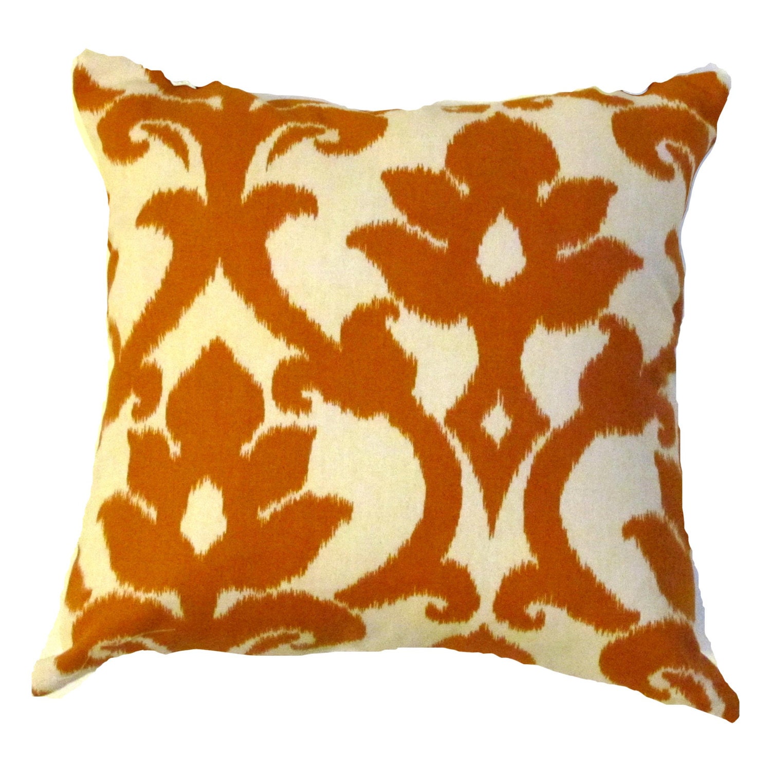 Orange Pillow Cover -Greek Ikat  Pillow Cover- Orange Ikat Cushion- Orange/Ivory-Sizes 16 x 16" or  17 x 17 " or 18 x 18"  Pillows.