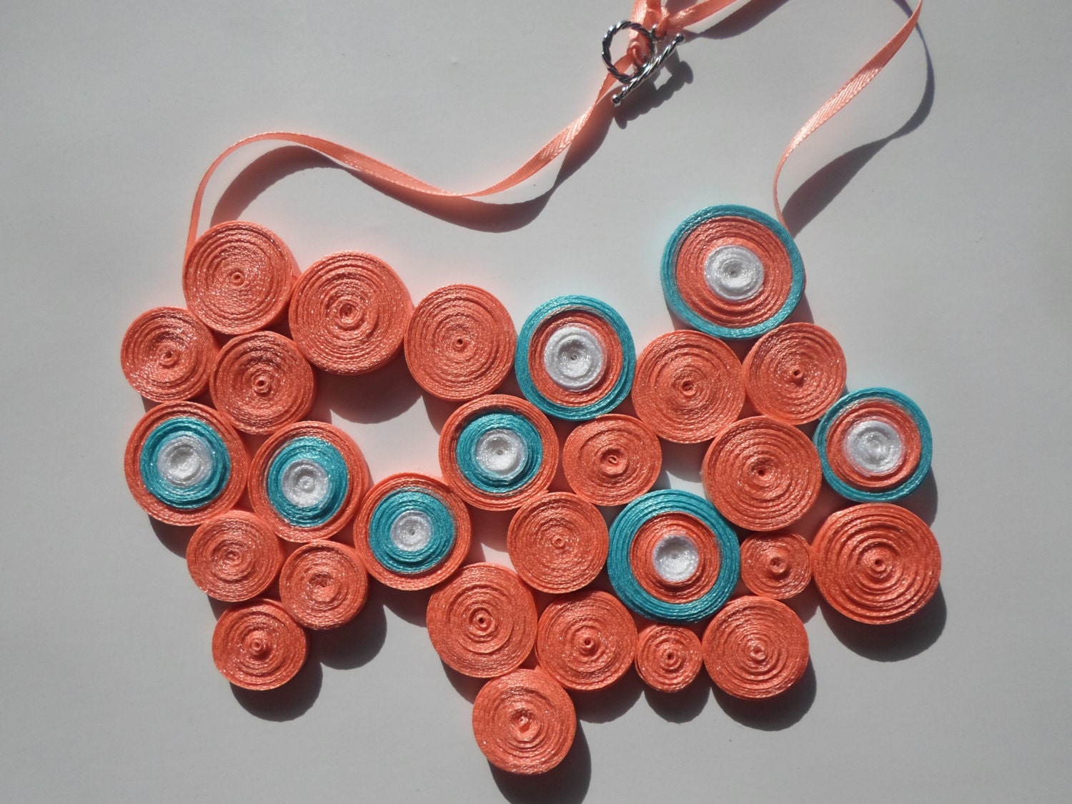 Bib statement necklace Fiber jewelry Asymmetric ribbon necklace
