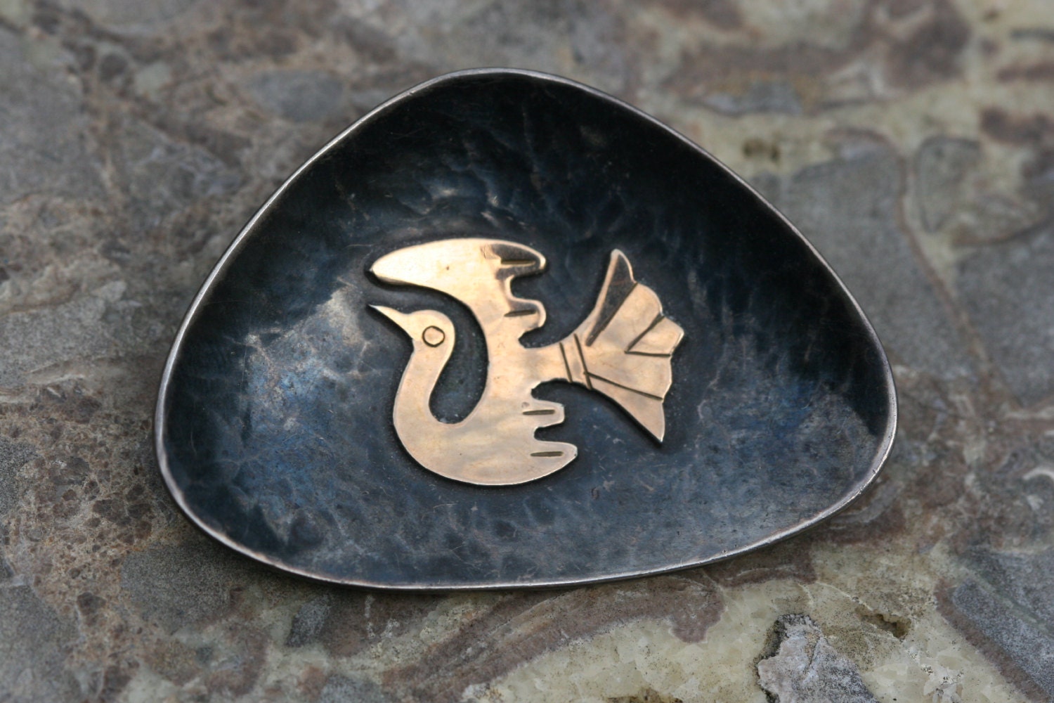 Peru 18K Gold and Sterling Bird Pin Brooch Laffi Inspired