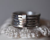 Personalised Initial ring. Sterling silver ring stack with typewriter font letter