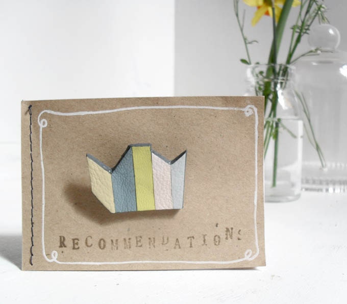 Geometric leather brooch - Upcycled leather, pastel colors - OOAK brooch