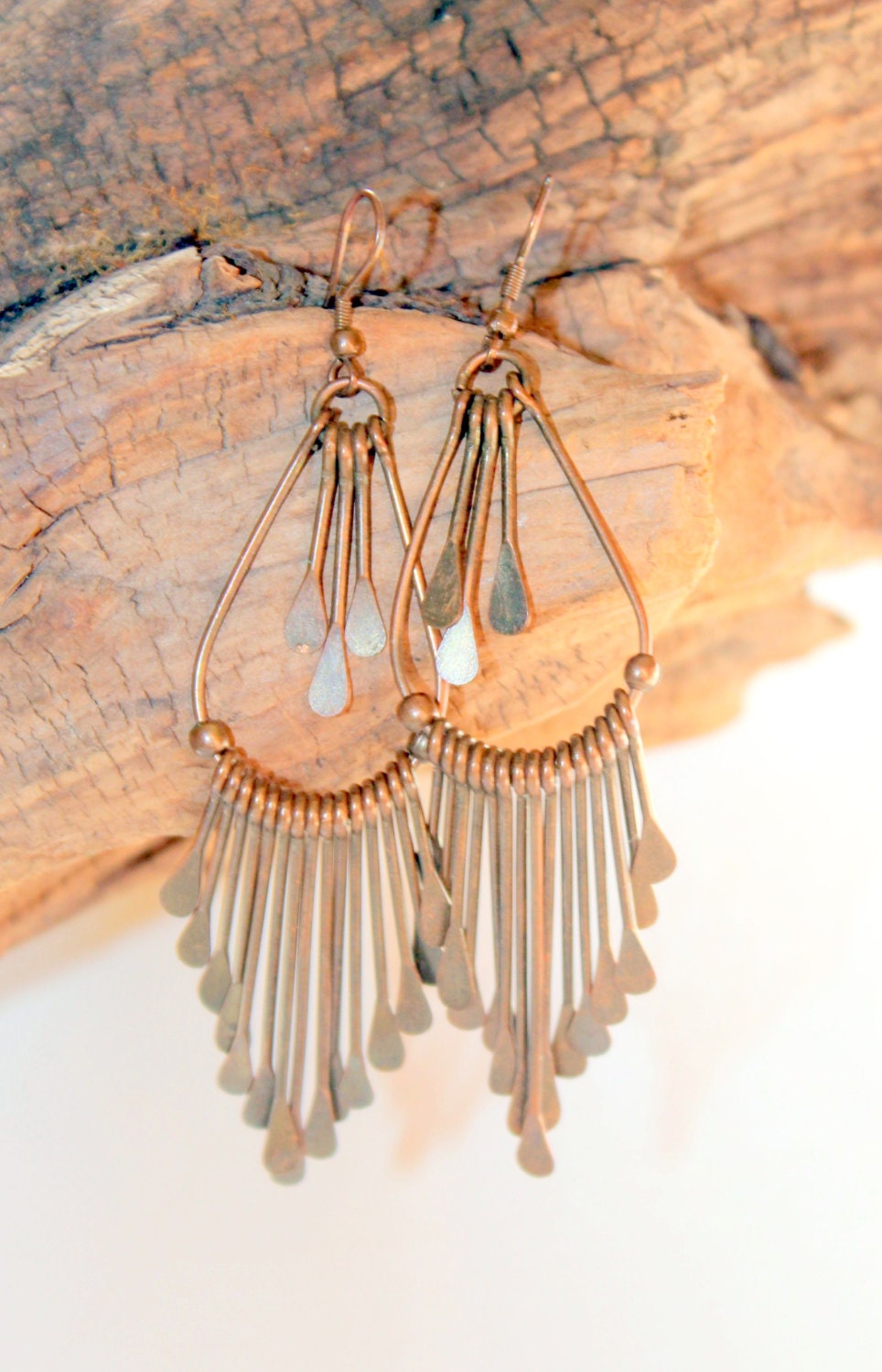 Wonderful Warm Tribal Peruvian Copper Vintage Dangles  30% OFF Price Adjusted Summer Sale