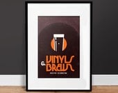 Vinyls & Brews 13" x 19" - Vintage Poster - Retro Art Print - Music, Beer