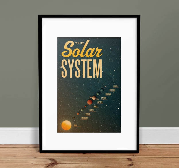Solar System 13" x 19" - Vintage Poster - Retro Art Print