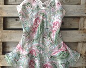 SALE Vintage victoria's Secret pastel paisley teddy nightgown / vintage chemise / paisley teddy / Romantic lingerie / size small