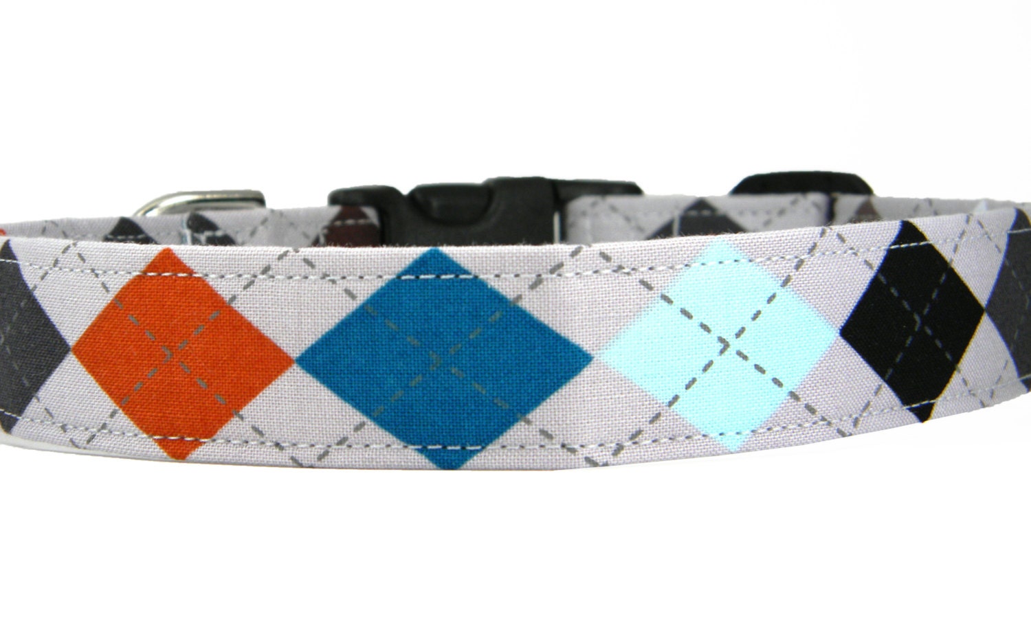 Plaid Dog Collar, Argyle Dog Collar, Gray Dog Collar, Pet Collar: Oxford Argyle
