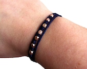 Lucky Seven Tiny Nugget Rose Gold Beaded Wish Bracelet -Woven Braided Bracelet - Adjustable Bracelet or Necklace