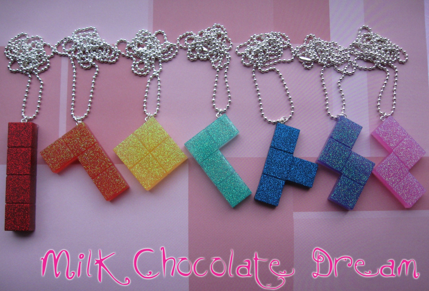 Tetris Resin Necklace