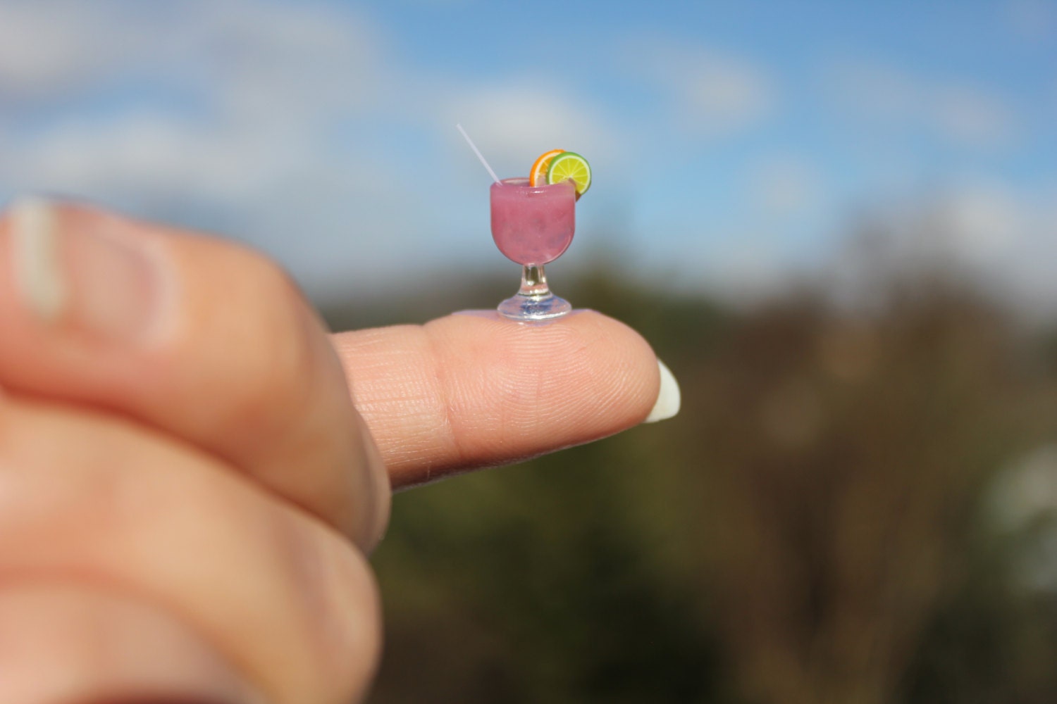 Miniature Handcrafted Beach Drinks - Set of Two with Driftwood for your Beach Scene or Wedding Topper - by Landscapes In Miniature