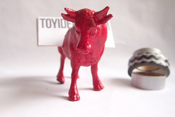 Custom Color Bull Toy Animal Business Card Holder // Unique, personalized gift idea