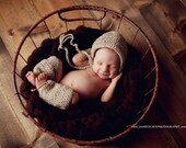 Newborn legwarmer bonnet set, wool knit crochet, baby girl , in oat/grey, Newborn boy hat, photography prop beanie set