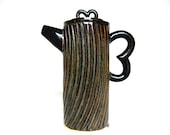Stoneware Teapot, in iridescent black modern ceramic pottery sculptural tea pot wedding present gift