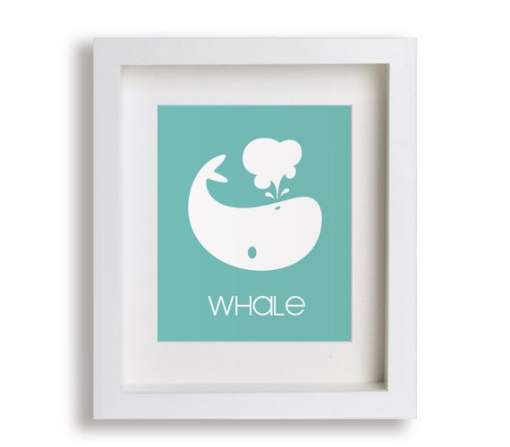 Baby's First Art Print - Whale 8x10 - Children Decor, Children, Baby's Nursery, Nursery Decor, Coastal, Nursery Wall Art, Playroom Decor