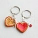 Peanut Butter and Strawberry Jelly Heart Shaped Bread Best Friends Keychains, Charm Keychain, Charm Jewelry, Food Jewelry