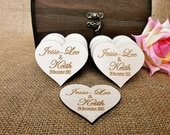 Engraved Wooden Hearts Save The Date or Wedding Favor Gift Tags , Wedding Decoration , Bridal Shower - Set of 50