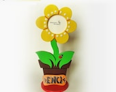 Personalized handmade Wooden Flower Photo Frame with ladybug, coloured decorations for kids