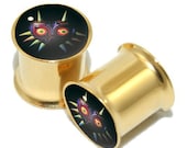Zelda Majora's Mask - Gold Plated Stainless Steel Plugs - 0g - 1/2"