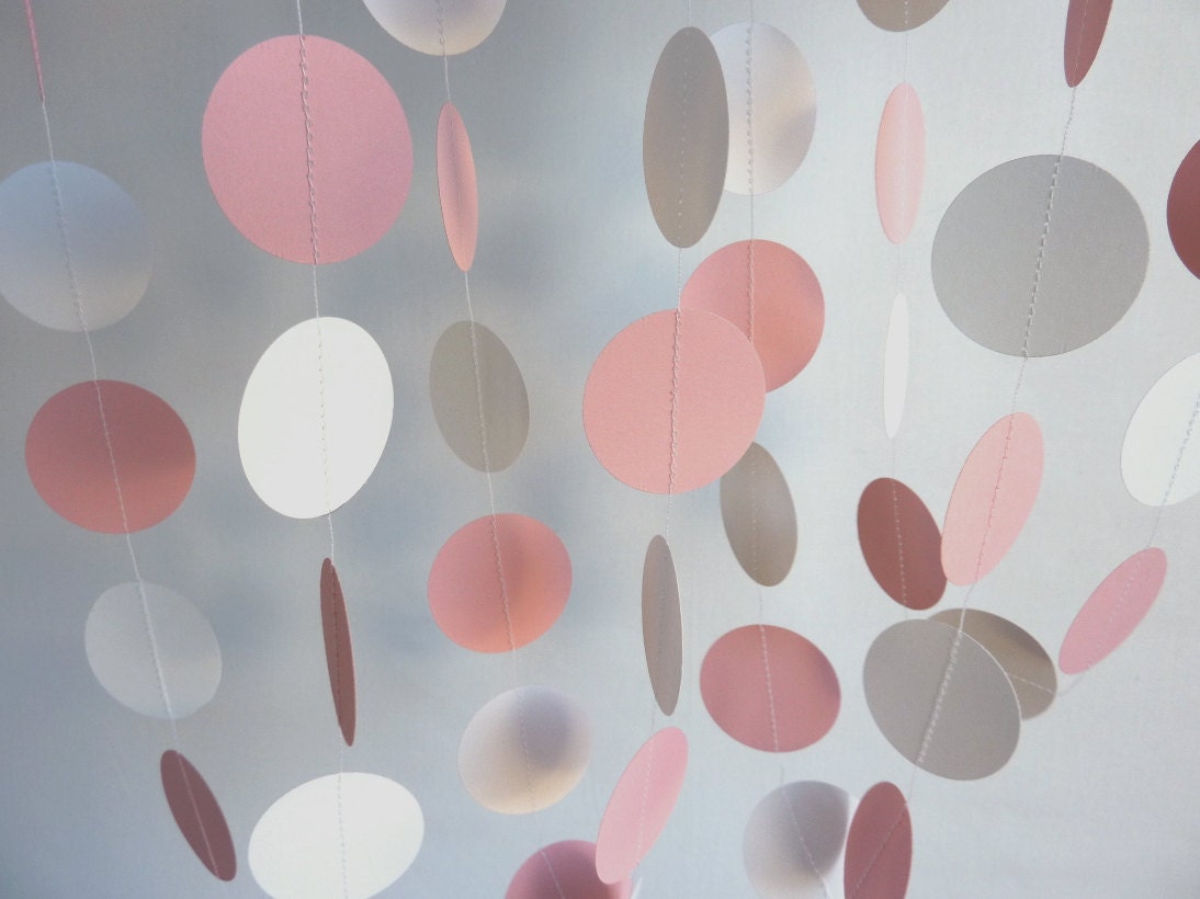 Pink & White Circle Paper Garland, Baby Shower, First Birthday, Valentine's Day Decor