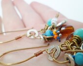 Bohemian Earrings With a Rocker Twist, Charm Earrings, Mixed Metals Earrings