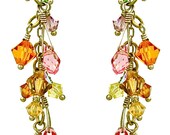 Incredible cluster of Swarovski crystal earrings with sterling silver chains.