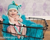 Mongolian Faux Fur in Turquoise- Photography Prop - Newborn/baby photography prop - Long length - Ready to ship