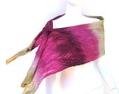Cobweb Felted Wrap Superfine Australian Merino and Plum Taupe Olive
